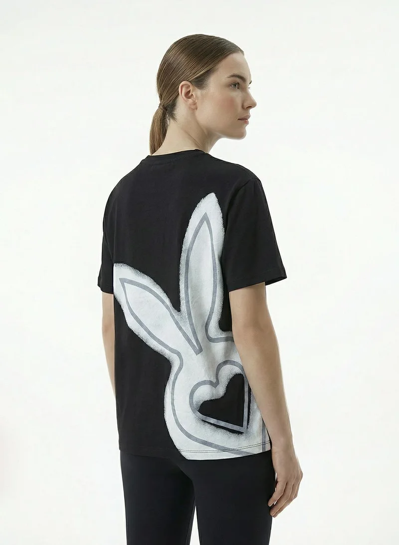 كارديو باني Women's Oversized Back Graphic Print T-Shirt pure Cotton Drop Shoulder