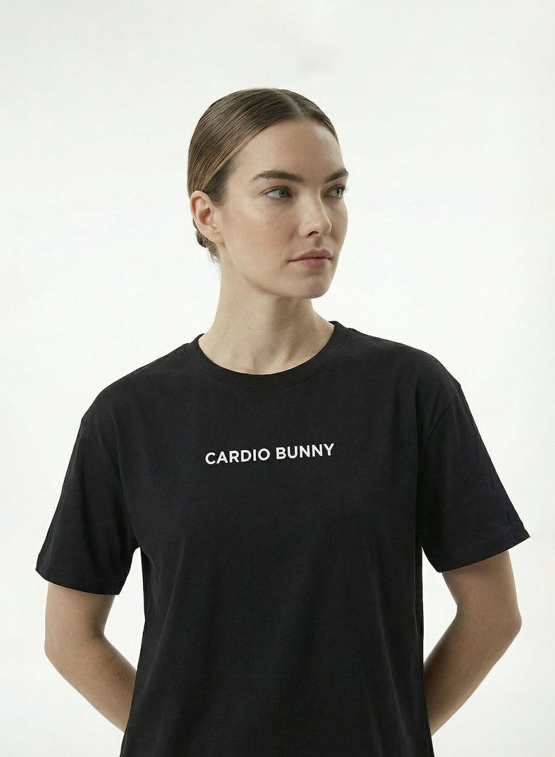 Cardio Bunny Women's Oversized Back Graphic Print T-Shirt pure Cotton Drop Shoulder - Image 1