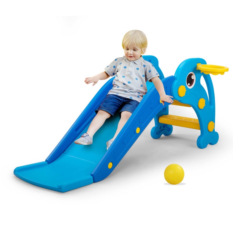 NYEEKOY 3 in 1 Toddler Slide Baby Slide Plastic Climber Playset with Basketball Hoop and Ball Indoor and Outdoor Playground for Kids - Image 2