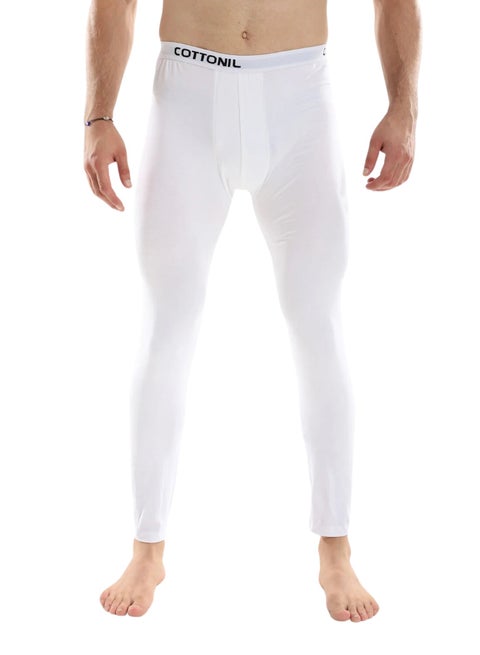 Cottonil Cotton Stretch Thermal Leggings Underwear for Men - White