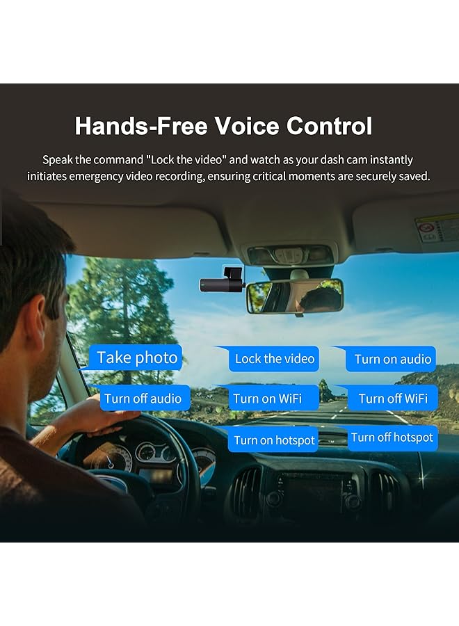 KAWA Dash Cam 2K, Mini Front Dash Camera For Cars, Smart Voice Control, 1296P Qhd, Built In Wifi, Loop Recording, G-Sensor, Night Vision, Ios/Android Mobile App, Support 256Gb Max, D5 - Image 3