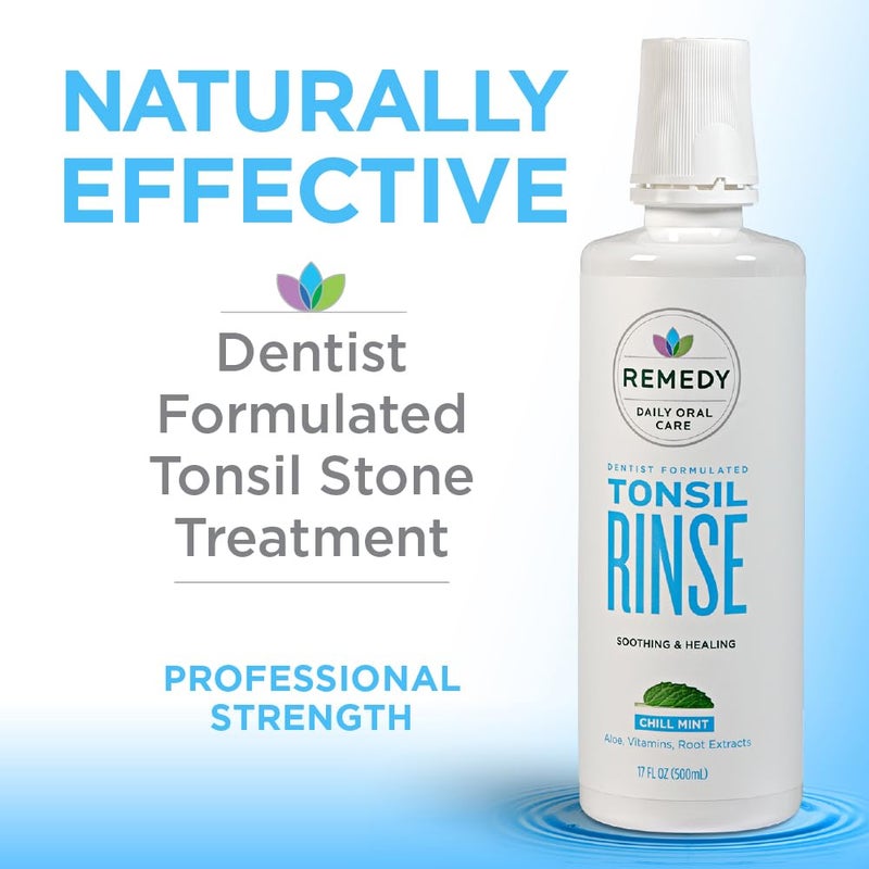 Remedy غسول فم طبيعي لعلاج الحلق وإزالة حصى اللوزتين - يهدئ ويعالج اللوزتين - صبار، فيتامينات، مستخلصات جذرية - خالي من الكحول، البارابين، والغلوتين، نعناع 17 أونصة - ينعش النفس - Image 2