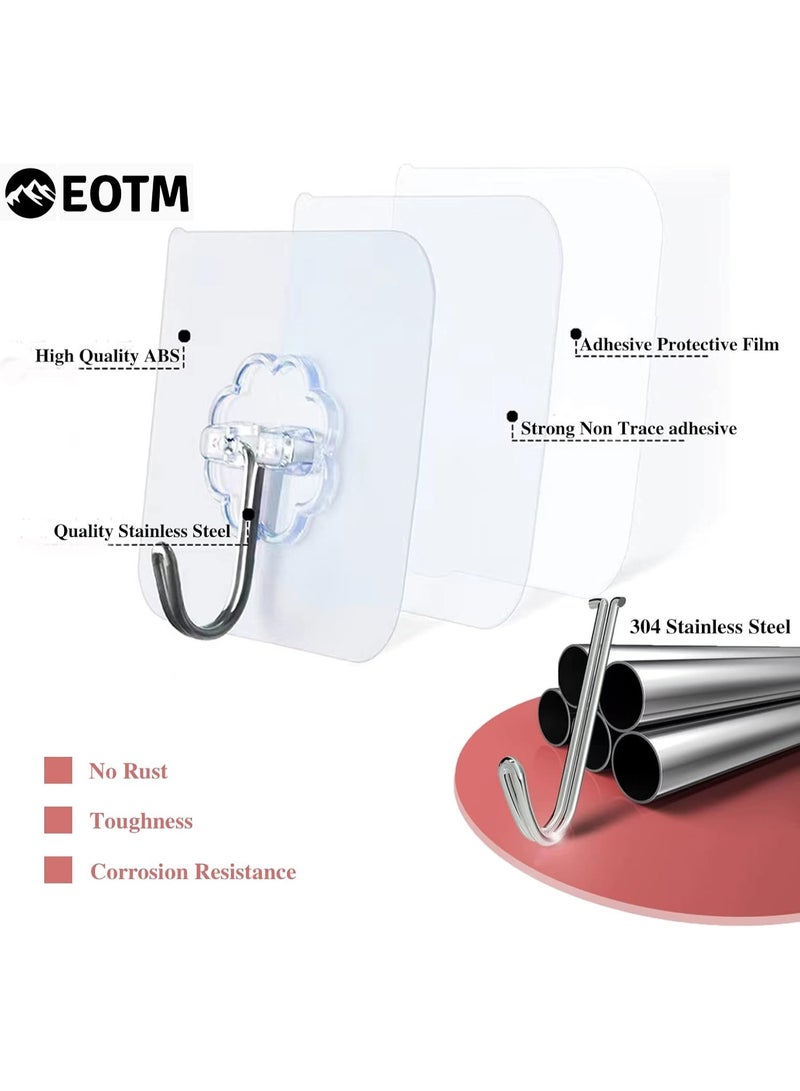 EOTM 50 Pack Wall Hooks 50lb (Max) Transparent Reusable Waterproof Self Adhesive Hook For Multi Use - Image 3