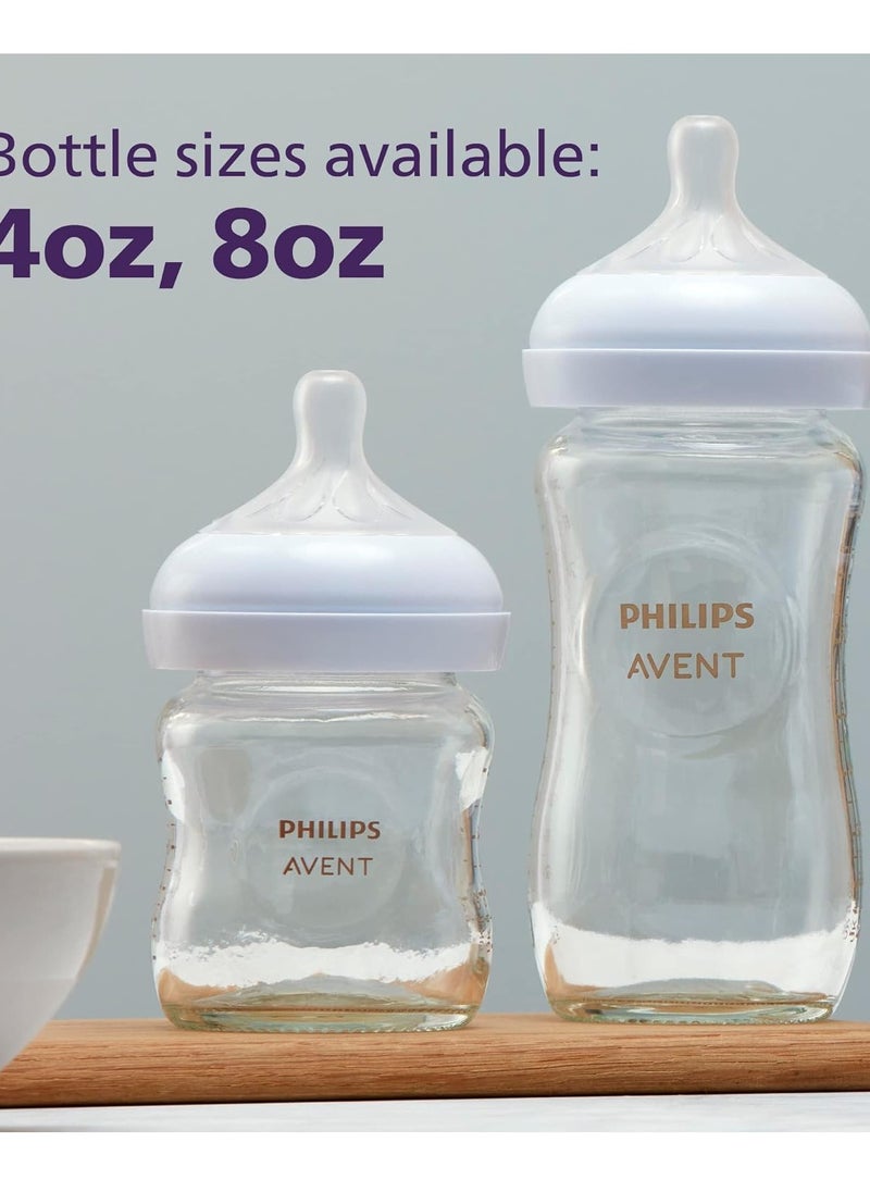 Avent - Philips AVENT Glass Natural Baby Bottle with Natural Response Nipple, Clear, 4oz, 4pk, SCY910/04 - Image 1