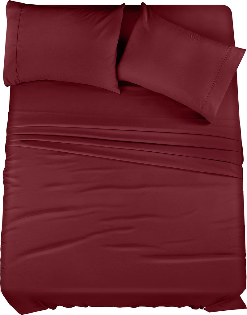 Utopia Bedding California King Sheet Set  4 Piece Bed Sheets for Cal King Size Bed Soft and Breathable Microfiber Includes 1 Fitted Sheet 1 Flat Sheet and 2 Pillowcases Burgundy