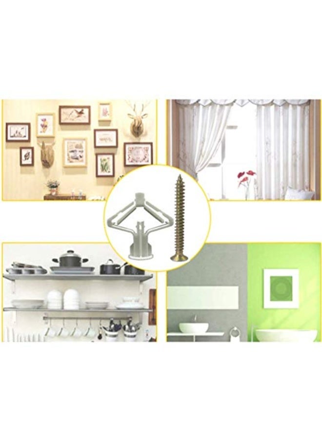 M8*50mm Expansion Screw Plasterboard Anchors Plugs & Screws Drywall Anchors-Hollow for Gypsum Board Hollow Wall Installation Fastener Screw Kit, 50 Sets - Image 4