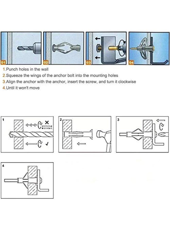 M8*50mm Expansion Screw Plasterboard Anchors Plugs & Screws Drywall Anchors-Hollow for Gypsum Board Hollow Wall Installation Fastener Screw Kit, 50 Sets - Image 5