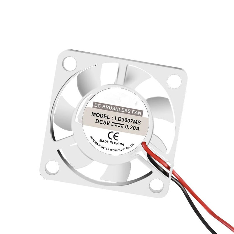 Dorhea 2PCS 30x30x7mm Cooling Fan for Raspberry Pi - 3007 Brushless CPU Fan 3.3V 5V for Pi 4 Model B, 3 B+, 2, 1 B+, RetroFlag NESPI Case - Image 2