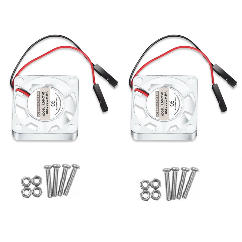 Dorhea 2PCS 30x30x7mm Cooling Fan for Raspberry Pi - 3007 Brushless CPU Fan 3.3V 5V for Pi 4 Model B, 3 B+, 2, 1 B+, RetroFlag NESPI Case - Image 1