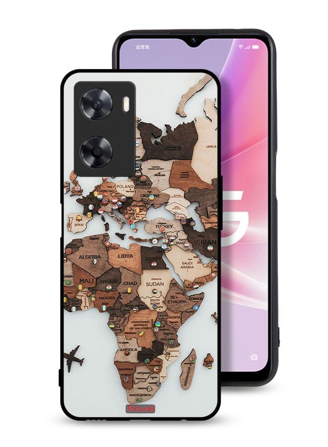 Tolwak Oppo A77 4G Protective Case Cover World Map Art - Image 1