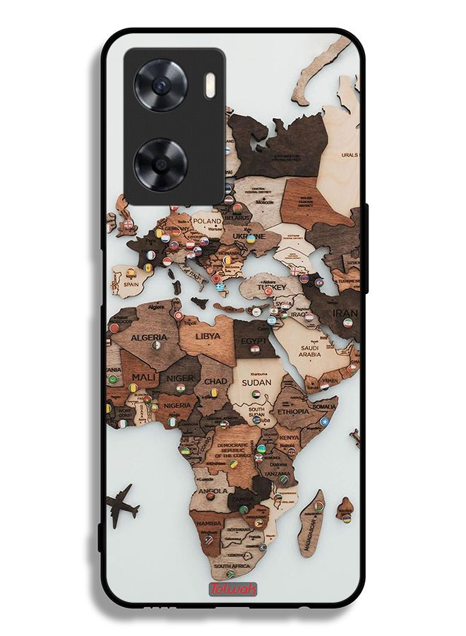 Tolwak Oppo A77 4G Protective Case Cover World Map Art - Image 2