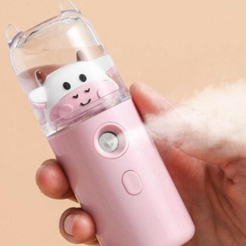 klarako Handheld Facial Mister Humidifier Spray Machine Moisturizing USB Rechargeable Mist Nano 250mAh 30ml Water Tank Face Steamer Salon Hydrating  Pink - Image 5