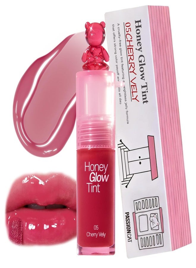PASSIONCAT Honey Lip Gloss 5-in-1 Lip Gloss Treatment - Non-Sticky, Plumping Shine, Sheer Color - Hydrating Lip Balm, Gloss & Mask in One - with Hyaluronic Acid & Botanicals (05# CHERRY VELY) - Image 1