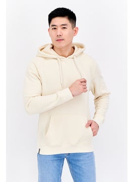 Threadbare Men Hooded Plain Long Sleeves Hoodies, Ivory  - Image 1
