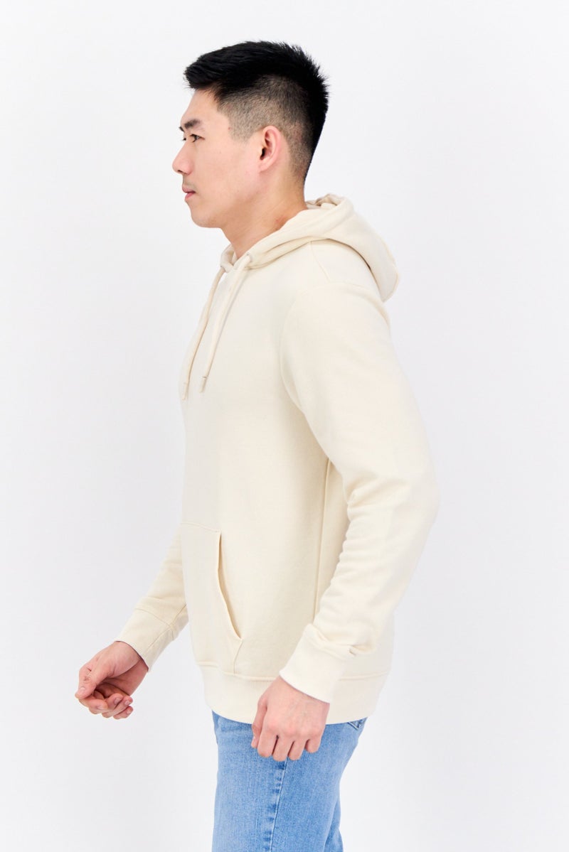 Threadbare Men Hooded Plain Long Sleeves Hoodies, Ivory - Image 2