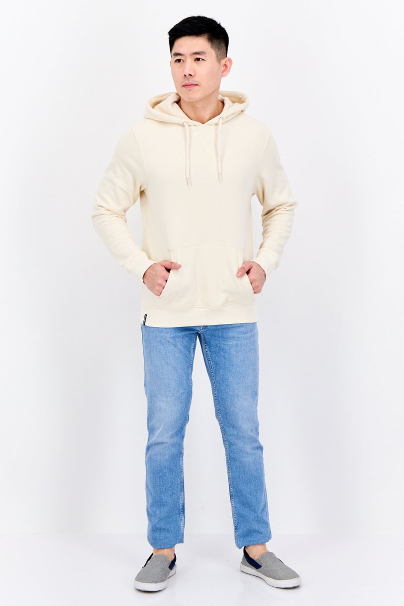 Threadbare هودي رجالي بغطاء رأس بأكمام طويلة سادة، عاجي - Image 4