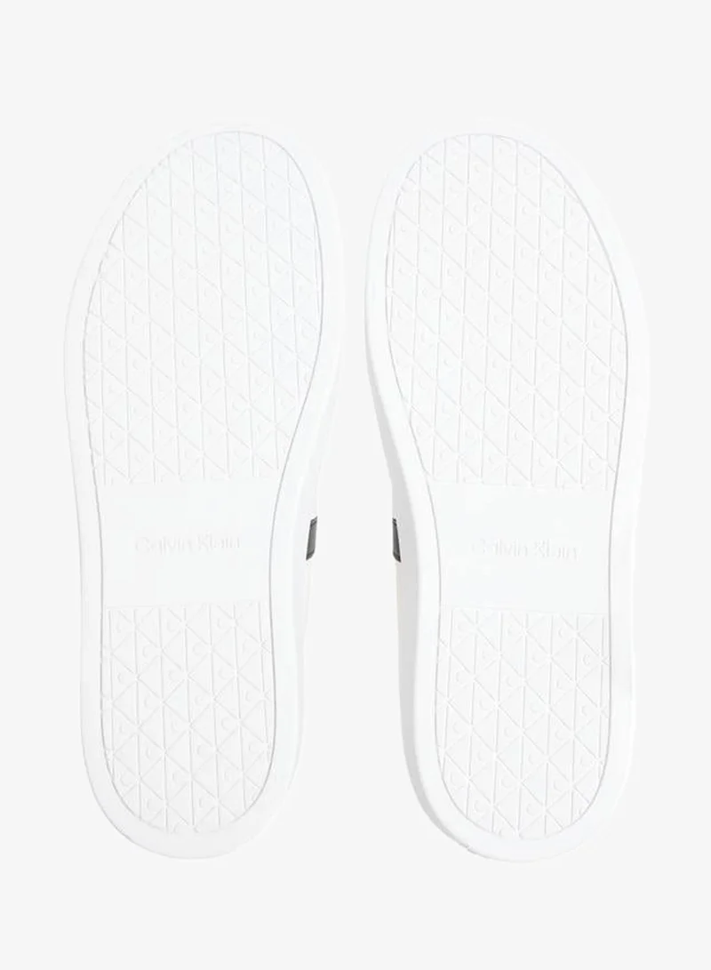 CALVIN KLEIN Bright White/Black CK Baseline - Leather Signature Logo Trainers for Men | Best Price UAE
