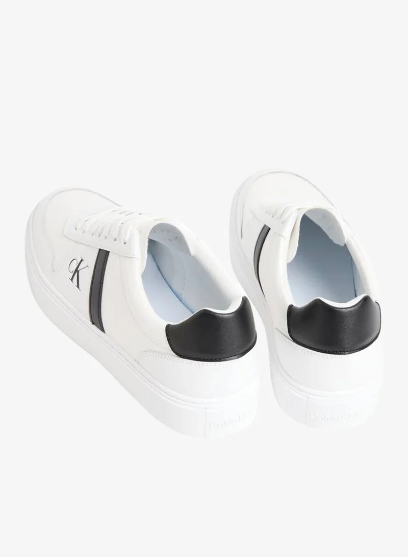 CALVIN KLEIN Bright White/Black CK Baseline - Leather Signature Logo Trainers for Men | Best Price UAE