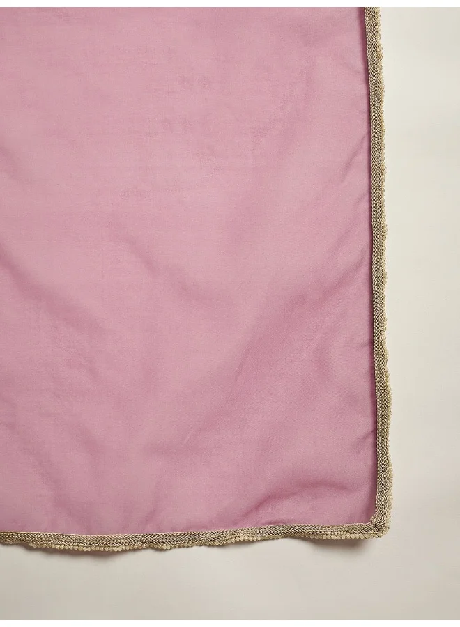 AKS Floral Embroidered Puffed Sleeves Organza Kurta with Trousers & Dupatta