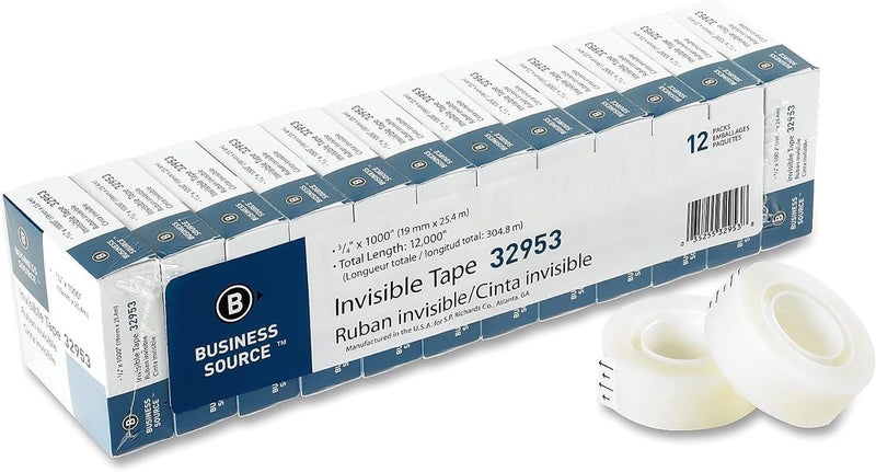 Business Source BSN32953 Premium Invisible Tape Value Pack, Clear(12 PER Pack, Pack of 2) - Image 2
