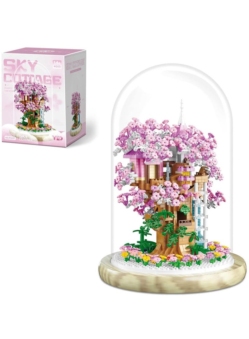 Gerenic Cherry Blossom Bonsai Tree House Building Block Set With String Lights - Image 1