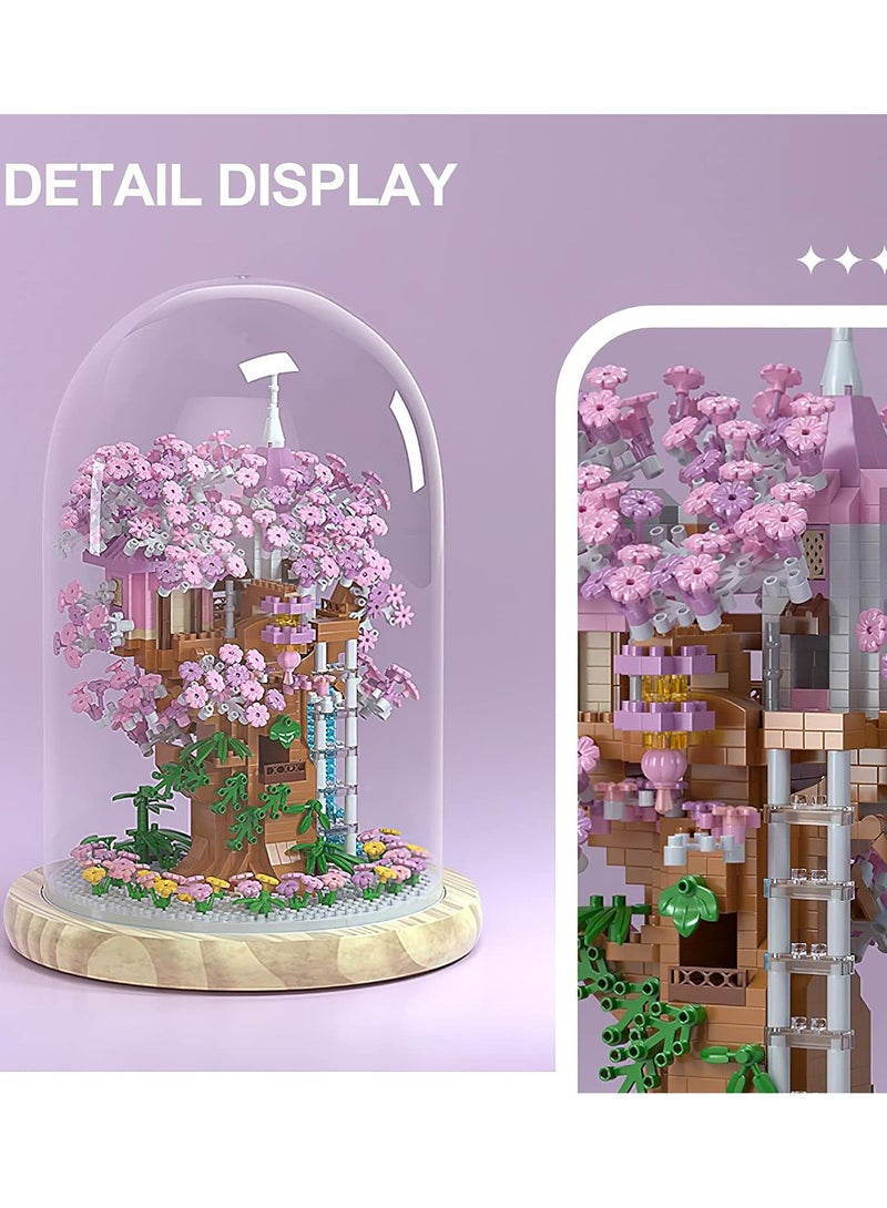 Gerenic Cherry Blossom Bonsai Tree House Building Block Set With String Lights - Image 4