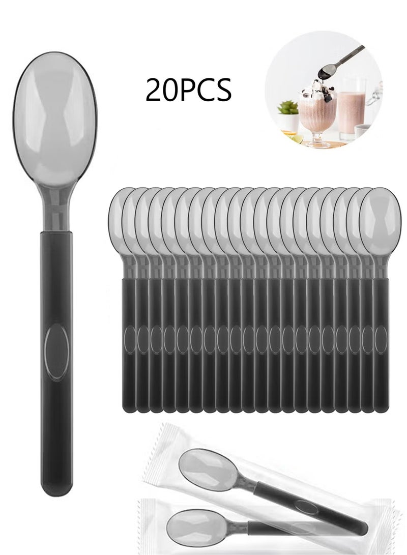 ملاعق طعام ملفوفة بشكل فردي ، 20 عبوة ، ملاعق محمولة يمكن التخلص منها ، مناسبة للعشاء في الهواء الطلق ، التجمعات العائلية ، حفلات أعياد الميلاد - Image 1