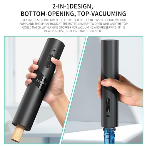 CircleJoy CIRCLE JOY Rechargeable Wine Opener Electric Wine Bottle Opener 7-in-1 Wine Gift Set with Electric Vacuum Pump, Charging Station, Foil Cutter, Wine Aerator Pourer and 2 Wine Stoppers - Image 4
