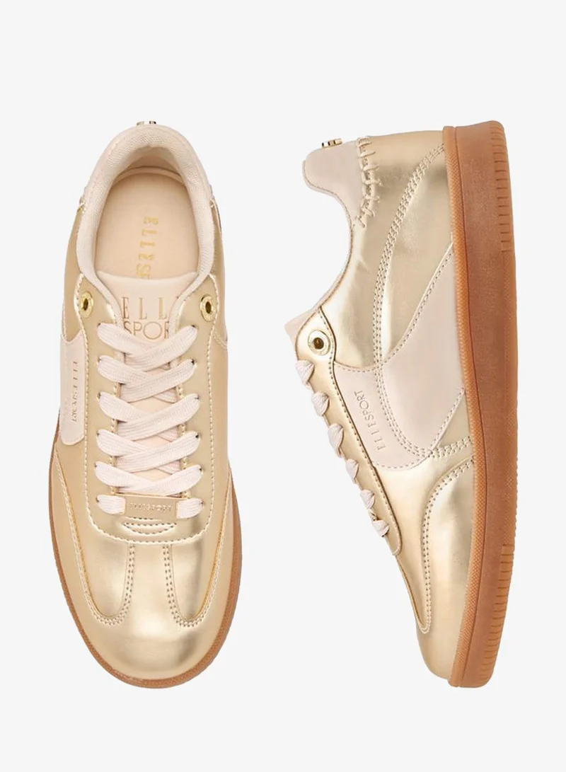 ELLE GOLD Women's Panelled Sneakers with Lace-Up Closure for Women | Best Price UAE