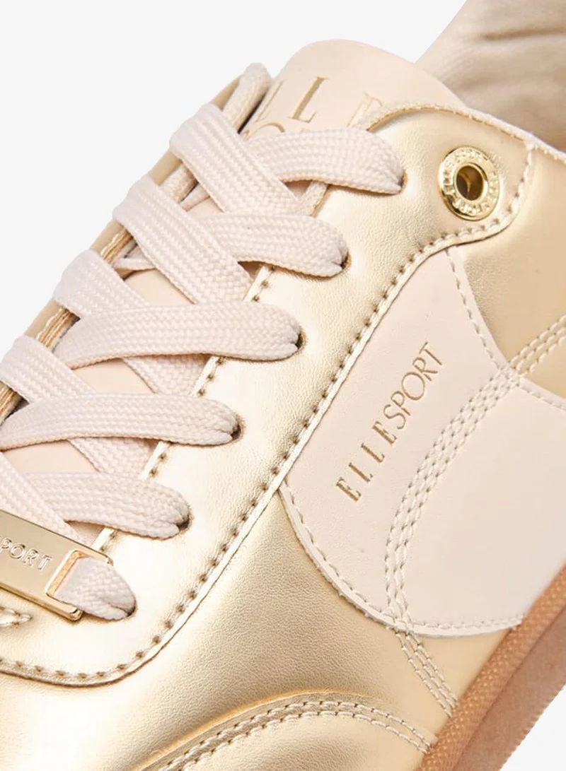 ELLE GOLD Women's Panelled Sneakers with Lace-Up Closure for Women | Best Price UAE
