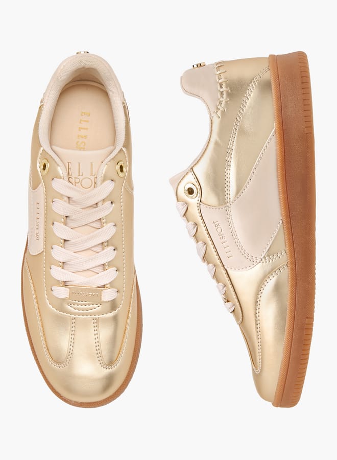 ELLE Women's Panelled Sneakers with Lace-Up Closure  - Image 1