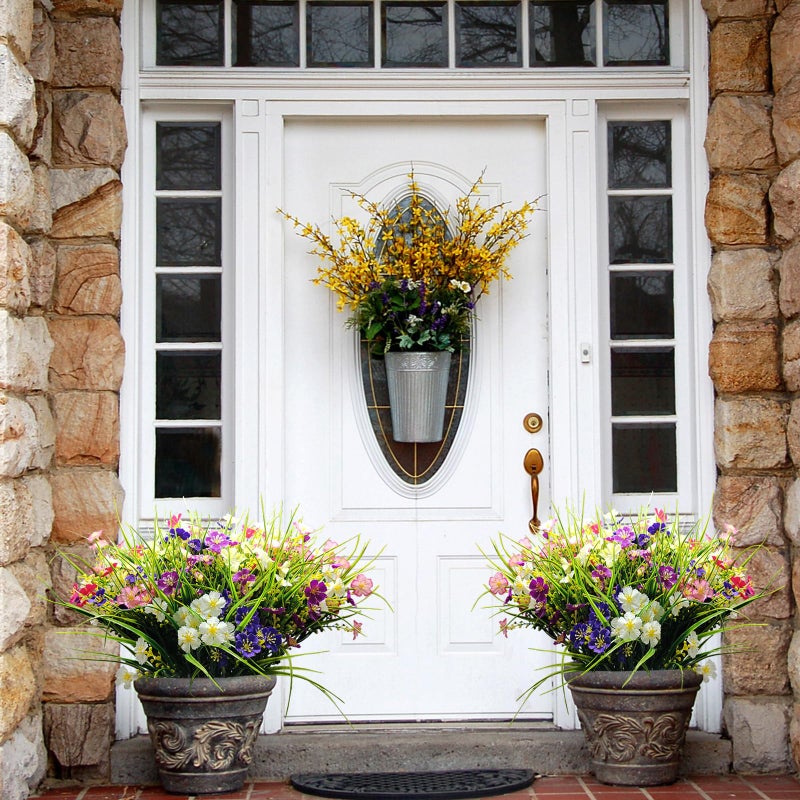 herfate 24 Bundles Fake Outdoor Wild Flowers Lifelike UV Resistant Mixed Colors Artificial Flowers for Indoor Outside Hanging Planters Garden Home Office Decor - Image 4