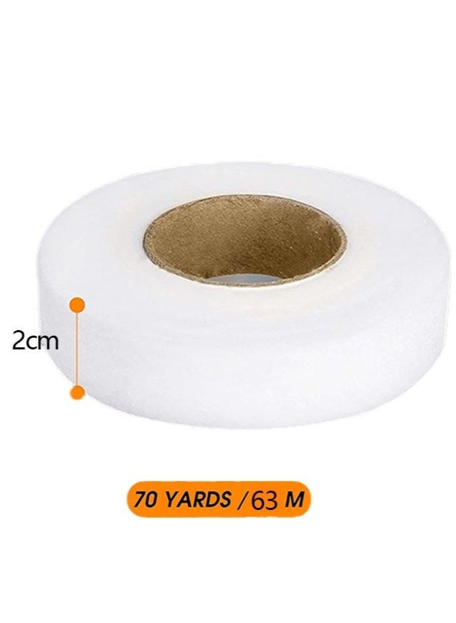 2-Roll Double Sticky Iron-On Fabric Tape, White Iron-On Fabric Tape Heavy Duty Fusible Adhesive Hemming Strip to Repair Curtains Clothes Pants Pillow Case, No Sewing (0.78-inch, 70 Yard) - Image 2