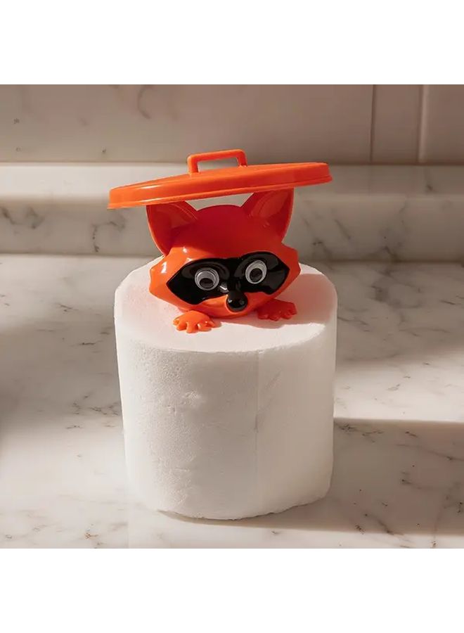 White Raccoon Toilet Paper Holder Durable Plastic Space Saving Home - Image 5