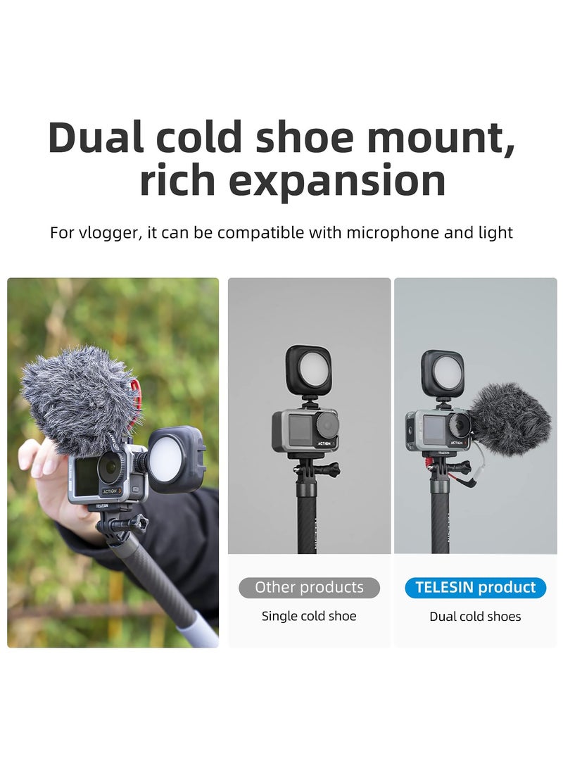 SYOSI Aluminum Case Metal Cage for DJI Action 4 Action 3 Camera Accessories, Protective Frame Housing Fits with ND CPL Lens Filter on, Skeleton Sleeve with 1/4 Cold Shoe for Video Light Microphone  - Image 2