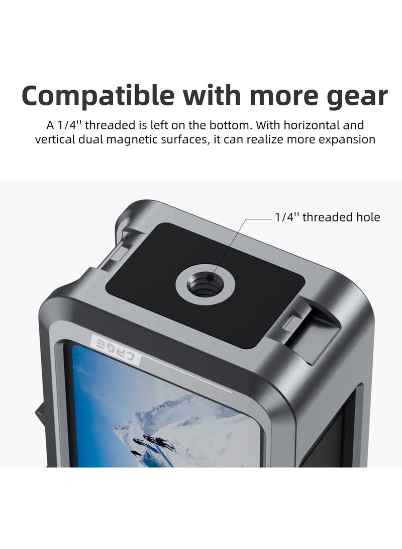 SYOSI Aluminum Case Metal Cage for DJI Action 4 Action 3 Camera Accessories, Protective Frame Housing Fits with ND CPL Lens Filter on, Skeleton Sleeve with 1/4 Cold Shoe for Video Light Microphone  - Image 5