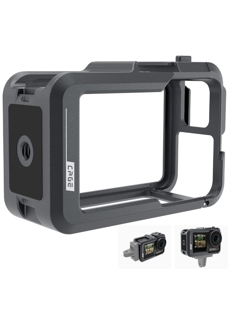 SYOSI Aluminum Case Metal Cage for DJI Action 4 Action 3 Camera Accessories, Protective Frame Housing Fits with ND CPL Lens Filter on, Skeleton Sleeve with 1/4 Cold Shoe for Video Light Microphone  - Image 1