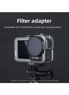 SYOSI Aluminum Case Metal Cage for DJI Action 4 Action 3 Camera Accessories, Protective Frame Housing Fits with ND CPL Lens Filter on, Skeleton Sleeve with 1/4 Cold Shoe for Video Light Microphone  - Image 4