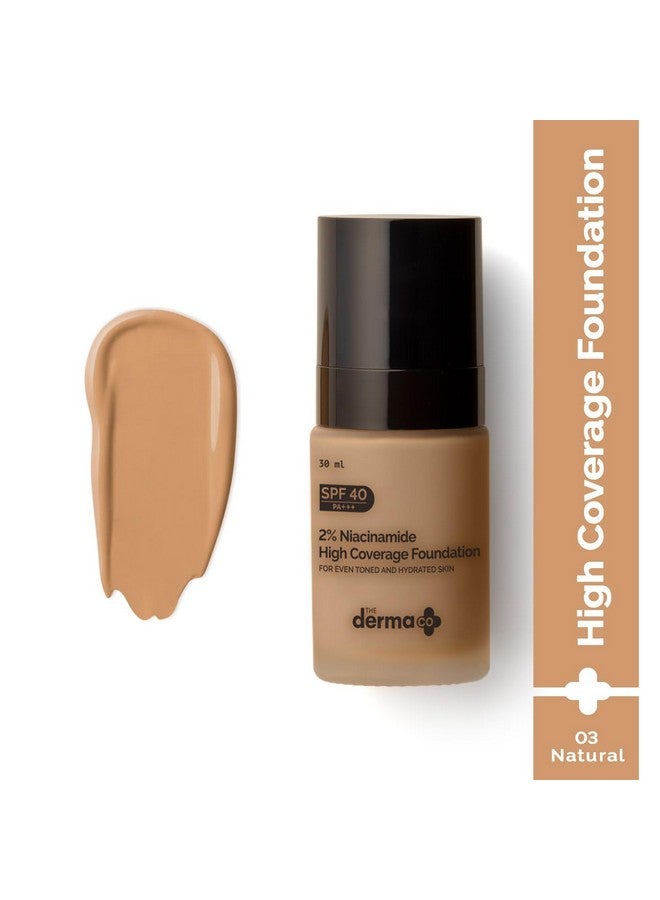 ذا ديرما كو كريم أساس سائل متوسط التغطية من شركة Derma Co يحتوي على 2% من النياسيناميد لجميع أنواع البشرة مع 1% من حمض الهيالورونيك وعامل حماية من أشعة الشمس 40 Pa+++ لثبات يدوم 12 ساعة والتحكم في الزيوت - 03 طبيعي، عبوة من قطعة واحدة - Image 2