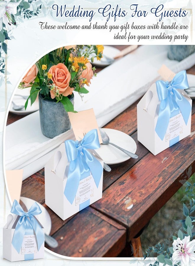 Cholemy 50 Set Wedding Gable Gift Boxes with Handles Blue Ribbon Label 6 x 5.3 x 3.5 Inch Thank You Boxes for Guests Gift Welcome Favor Kit for Bridal Shower Birthday Party Anniversary Packing - Image 5