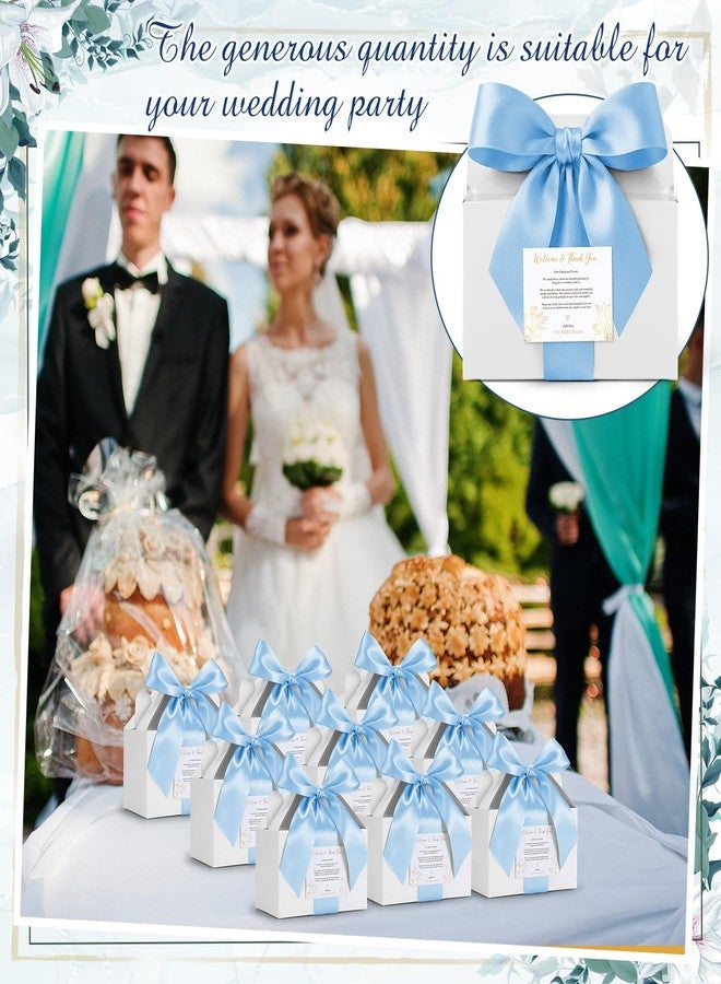 Cholemy 50 Set Wedding Gable Gift Boxes with Handles Blue Ribbon Label 6 x 5.3 x 3.5 Inch Thank You Boxes for Guests Gift Welcome Favor Kit for Bridal Shower Birthday Party Anniversary Packing - Image 3