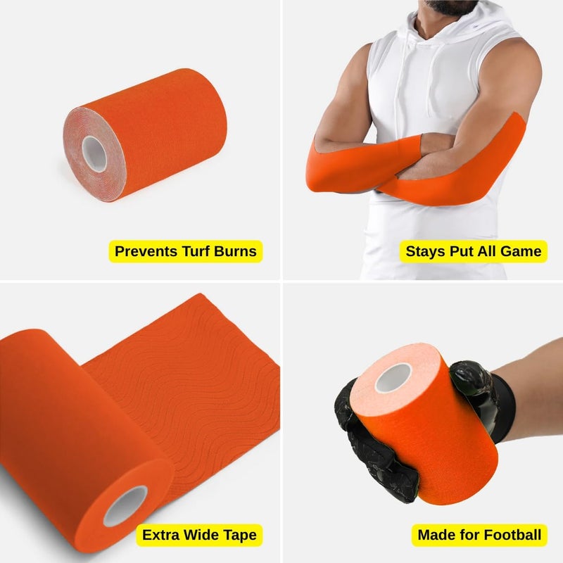 SLEEFS Orange Turf Tape Football - Extra Wide Waterproof Sports Athletic Tape - Flexible Breathable Ultra Sticky for Arms, Wrists, Ankles, Injuries - Lacrosse, Soccer, Baseball, Basketball - Image 5