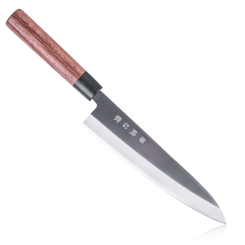 Traditional Japanese Professional Gyuto Kitchen Chefs Knife  Premium 8inch High Carbon Stainless Steel Gyuto Sushi Knife with High Corrosion Resistance in a Single Bevel Chisel Edge Grind