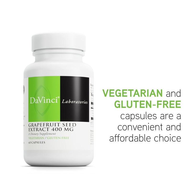 DAVINCI Labs Grapefruit Seed Extract 400 mg - Supports GI & Digestive Gut Health - Gluten Free, Vegetarian - 60 Capsules (30-Day Supply) - Image 5