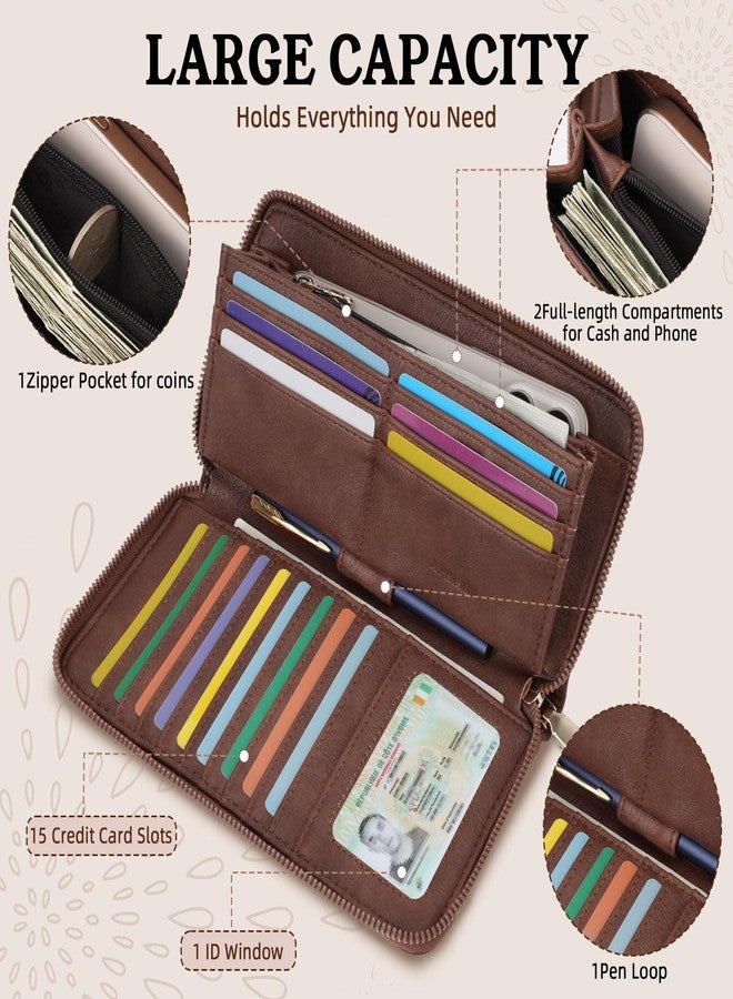 APHISON Women's Wallets Large Capacity Clutch Wallet For Women Ladies Wallets Clearance Credit Card Holder Womens RFID Wallet Cell Phone Purse - Image 3