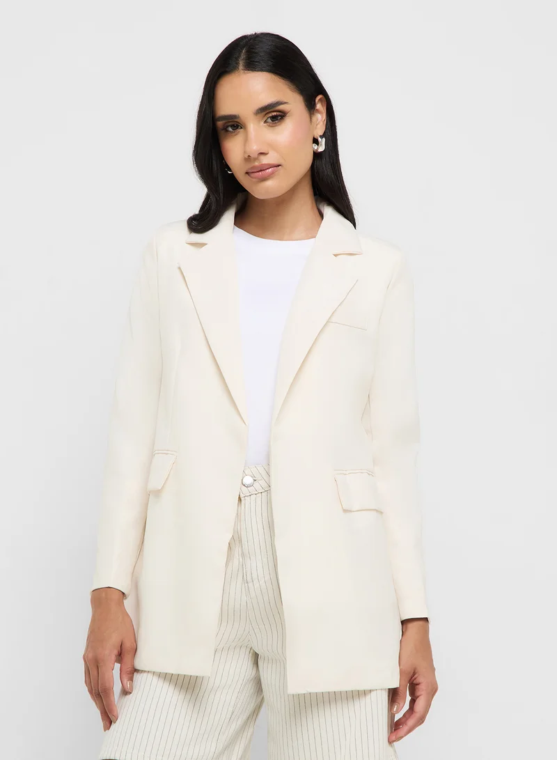جينجر Double Breasted Longline Belted Blazer