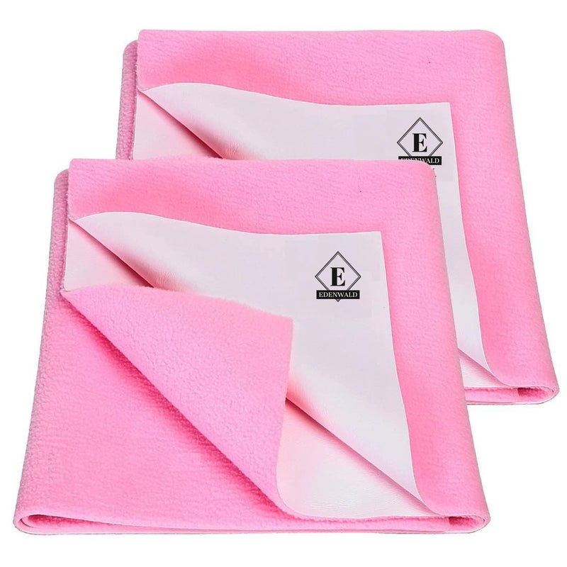 Edenwald Quick Dry Sheet for Babys Extra Absorbent Fast Dry Sheet Waterproof Mattress Protector Bed Protector Underpad Sheet for IncontinencePack of 2 Small 50x70 Pink - Image 1