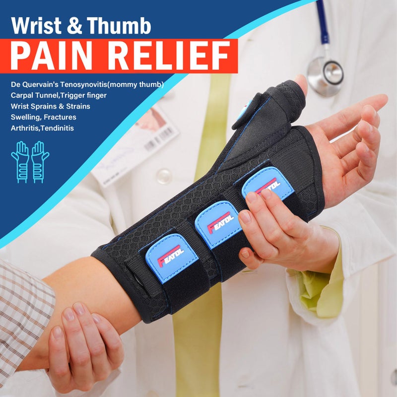 FEATOL 2 Pack Wrist Brace with Thumb Spica Splint for De Quervain's Tenosynovitis, Carpal Tunnel, Tendonitis, Arthritis-Thumb Brace for Pain Relief-Left And Right Hand-Medium/Large - Image 3
