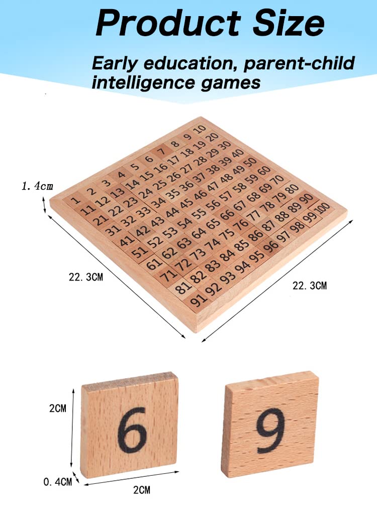 umbresen Wooden Toys Hundred Board Montessori 1-100 Consecutive Numbers Early Childhood Toys Digital Board for Kids with Storage Bag - Image 2