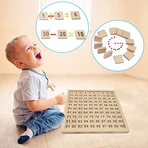 umbresen Wooden Toys Hundred Board Montessori 1-100 Consecutive Numbers Early Childhood Toys Digital Board for Kids with Storage Bag - Image 4